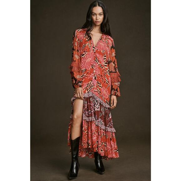 Anthropologie Dresses & Skirts - Anthropologie X Farm Rio Mixed Floral Long-Sleeve Dress Multicolor Size XS